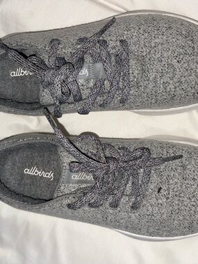 allbirds Gray Wool Knit Lace-Up Sneakers